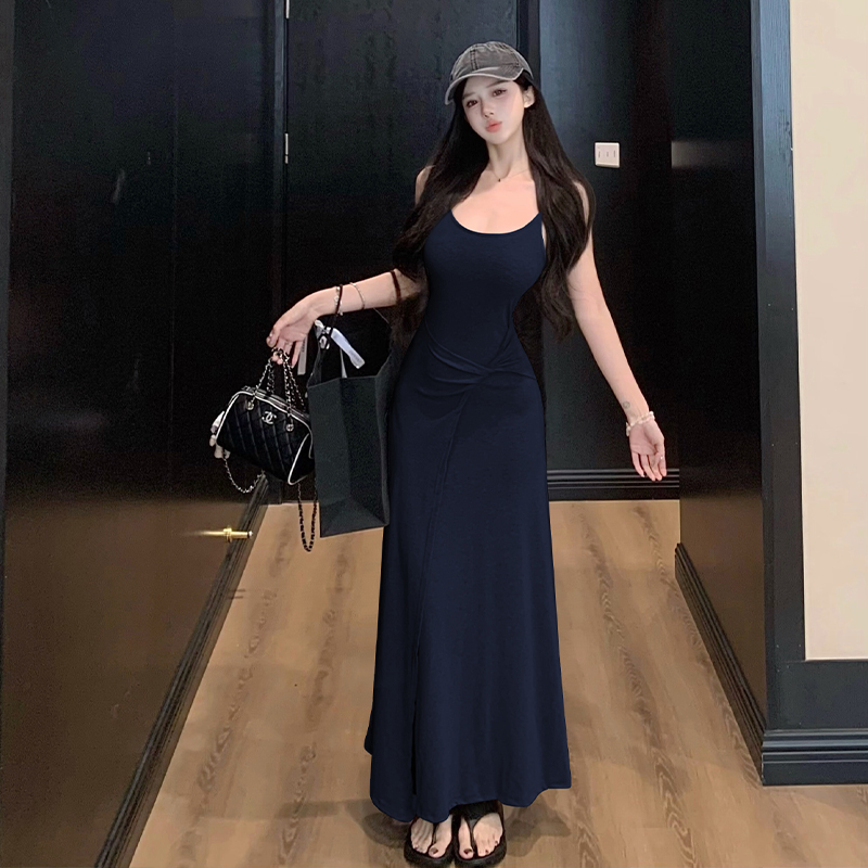 2026 Summer New Twist Design Knit Cami Dress with Bra Pads - Image 2