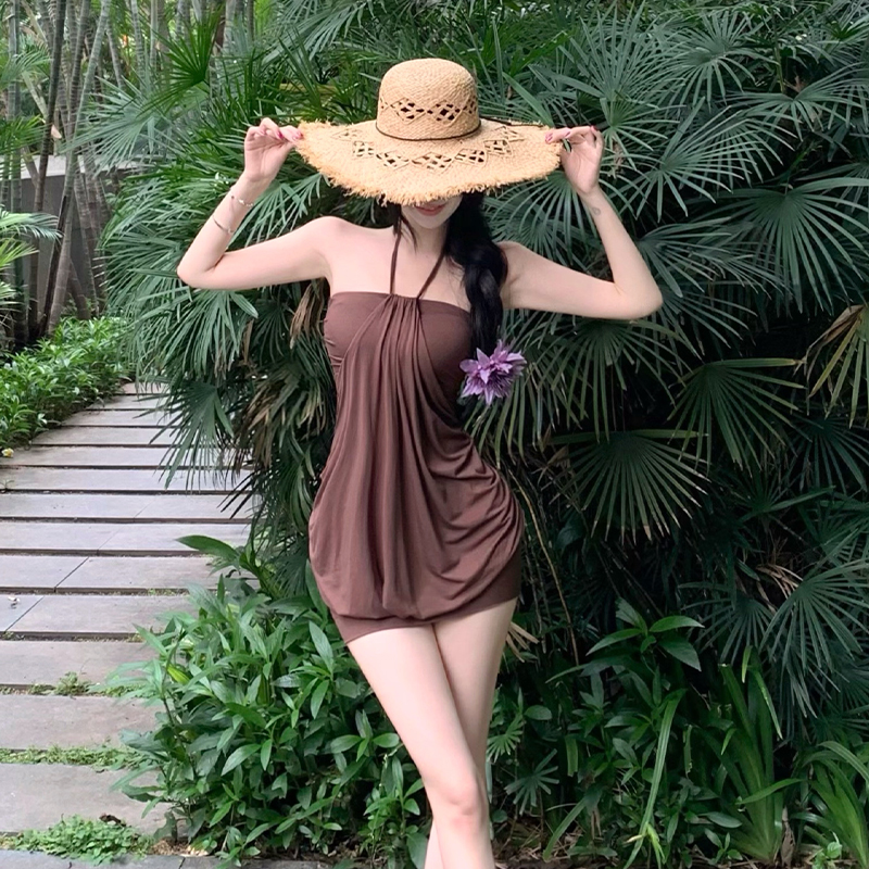 2026 Summer Halter Strapless Bodycon Lantern Dress Women's Niche Sexy Mini Dress - Image 4