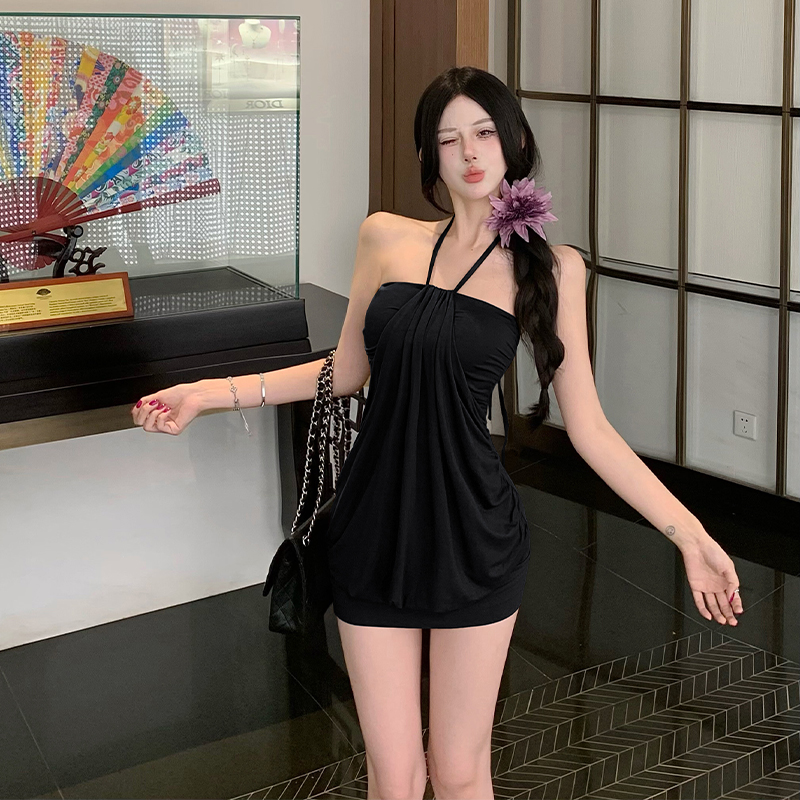 2026 Summer Halter Strapless Bodycon Lantern Dress Women's Niche Sexy Mini Dress - Image 5