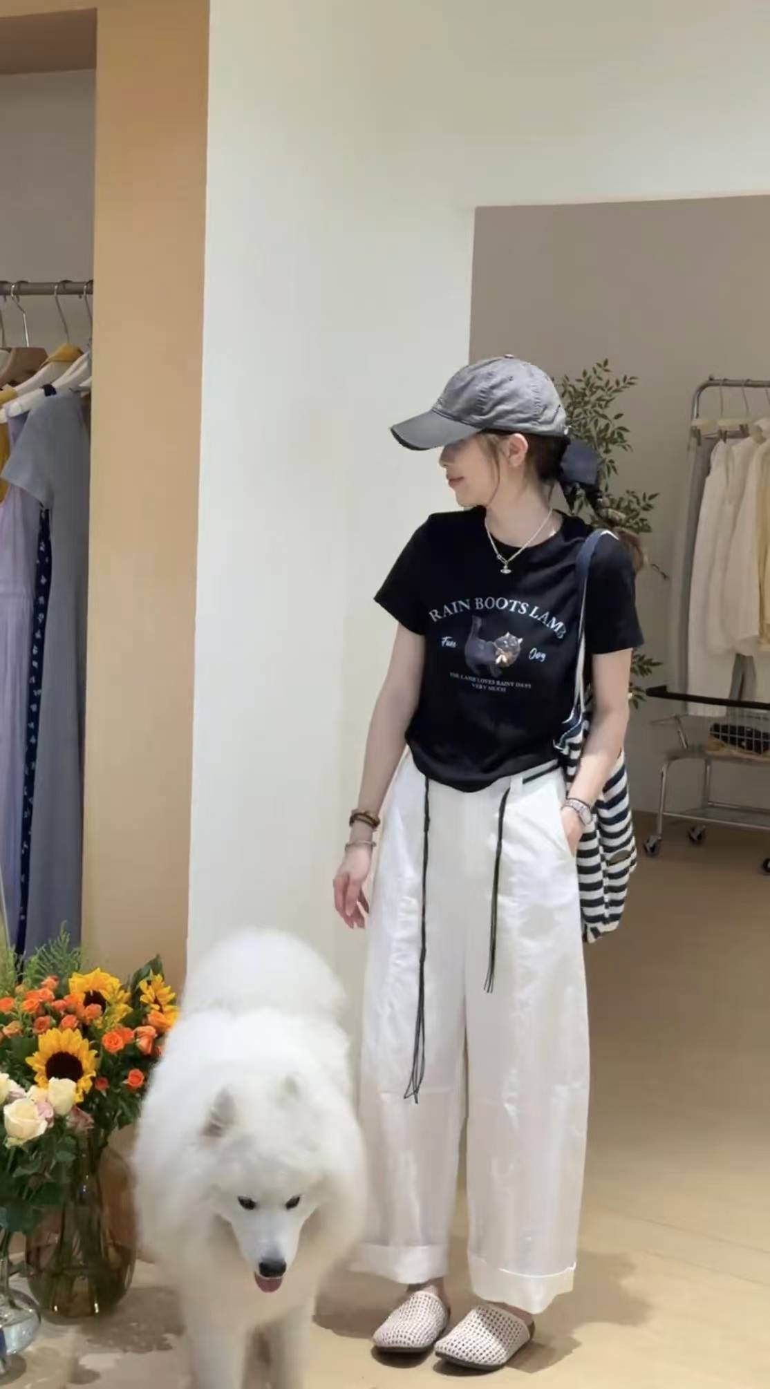 Summer Korean Style Short Sleeve Print T-Shirt and Cargo Pants Two-Piece Set for Women - Image 3