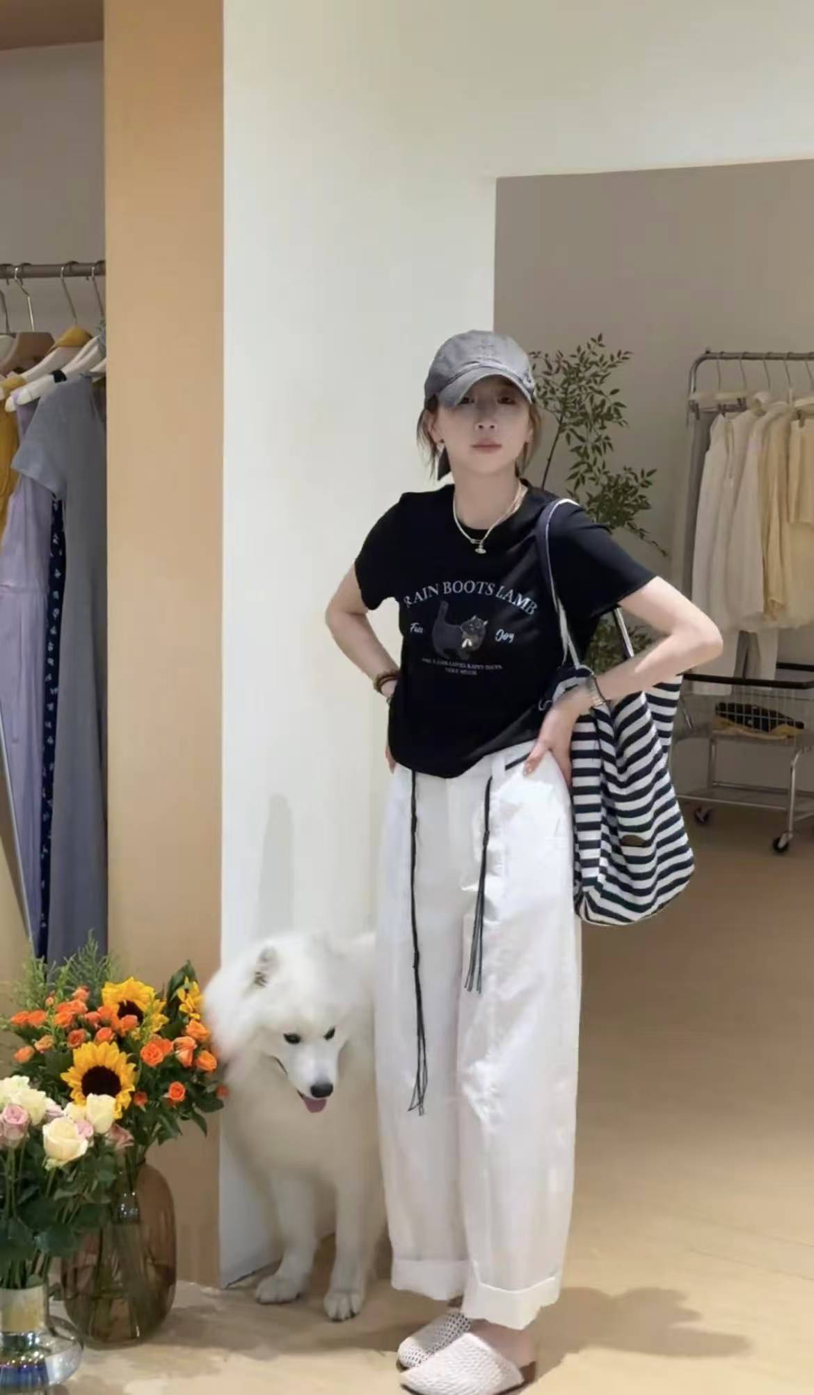Summer Korean Style Short Sleeve Print T-Shirt and Cargo Pants Two-Piece Set for Women - Image 2