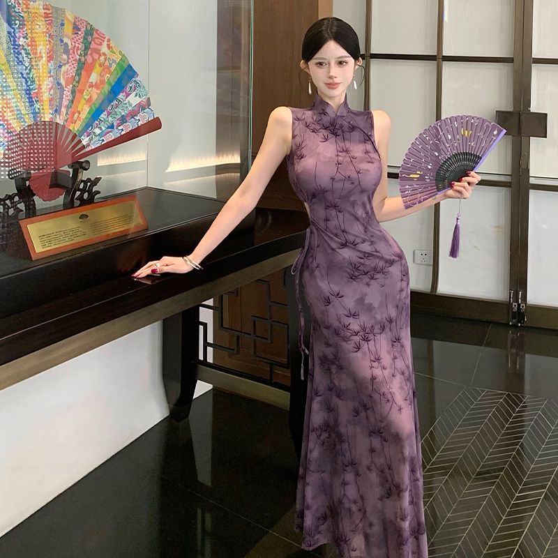 New Chinese Style Improved Qipao Dress Women Slim Fit Bodycon Long Dress - Image 3