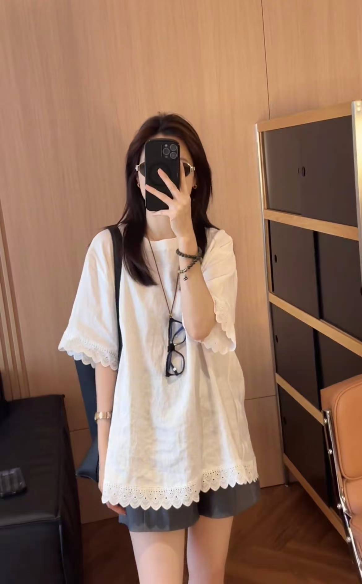 2025 Summer Korean Style Two-Piece Set for Women - White Top and Gray Shorts