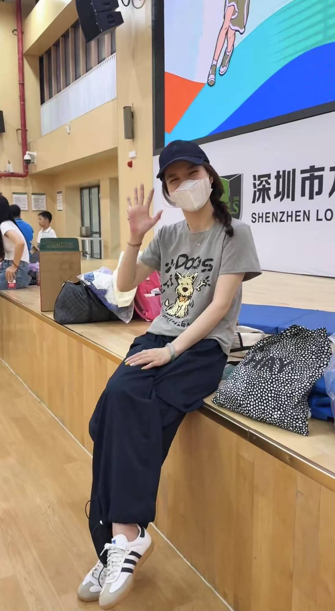 Summer Korean Style Casual Loose Cat Print T-Shirt and Drawstring Cargo Pants Two-Piece Set for Women