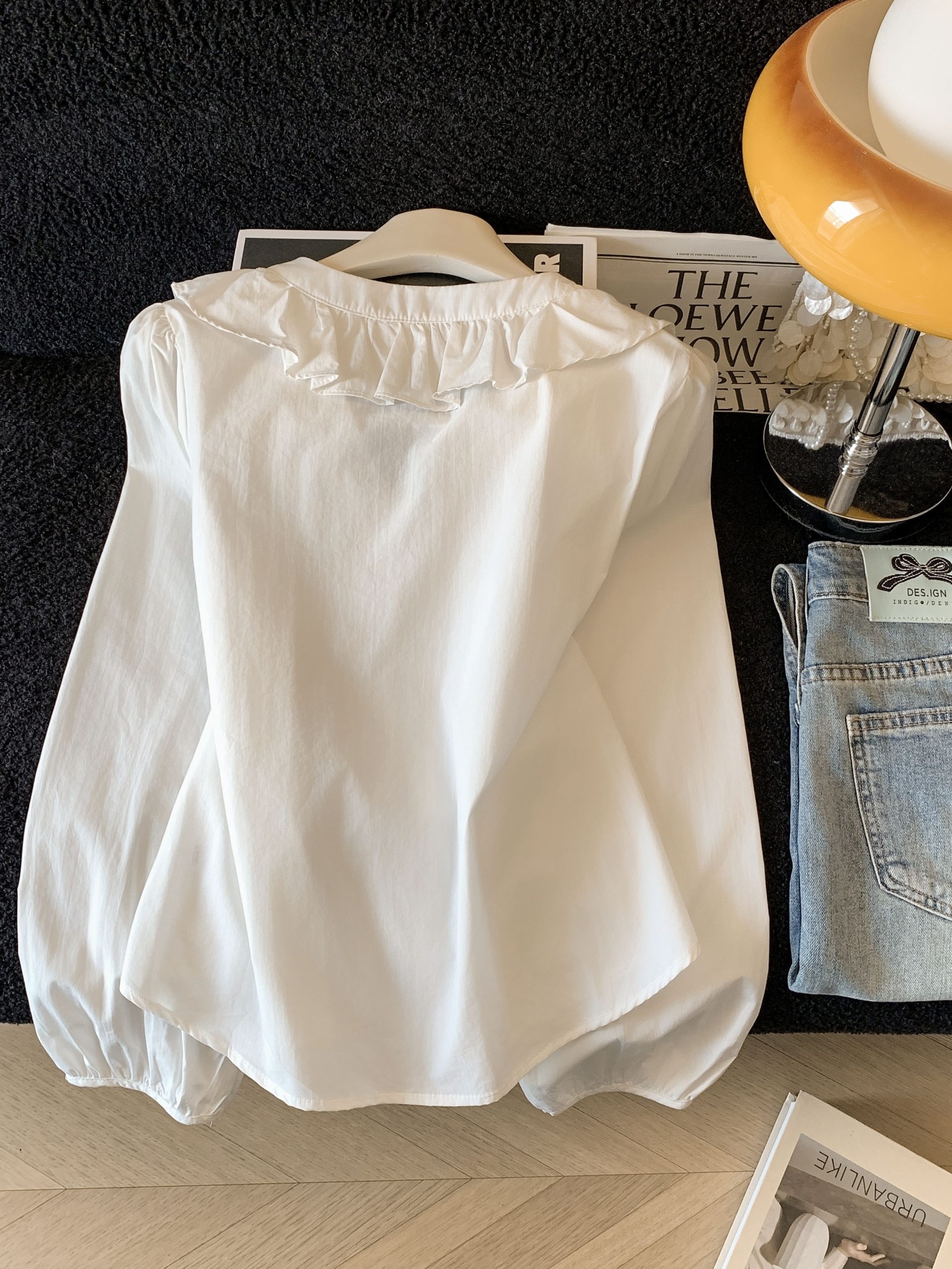 Women's Ruffled V-Neck Shirt 2026 Spring Loose Slimming Long Sleeve Blouse - Image 3