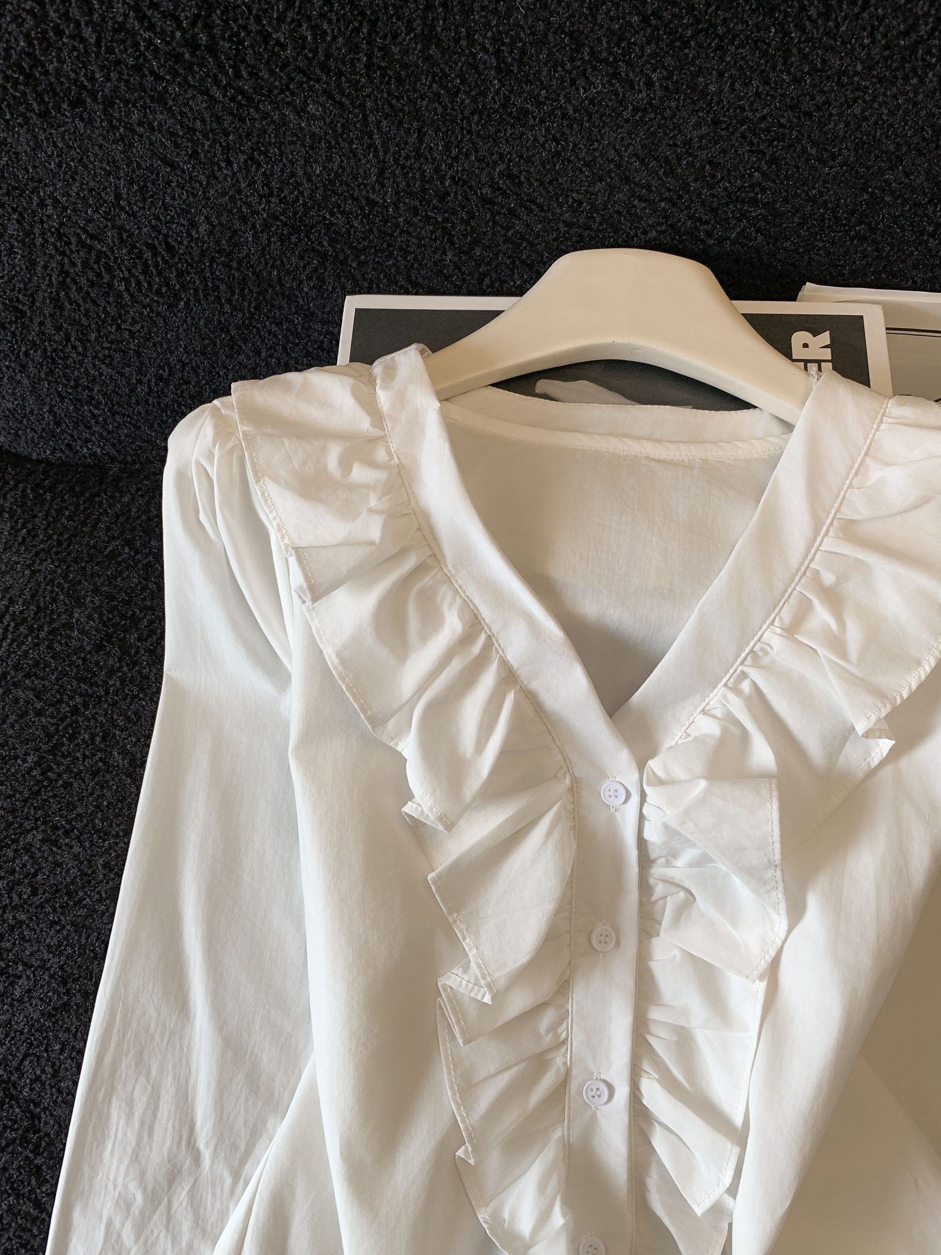 Women's Ruffled V-Neck Shirt 2026 Spring Loose Slimming Long Sleeve Blouse - Image 4