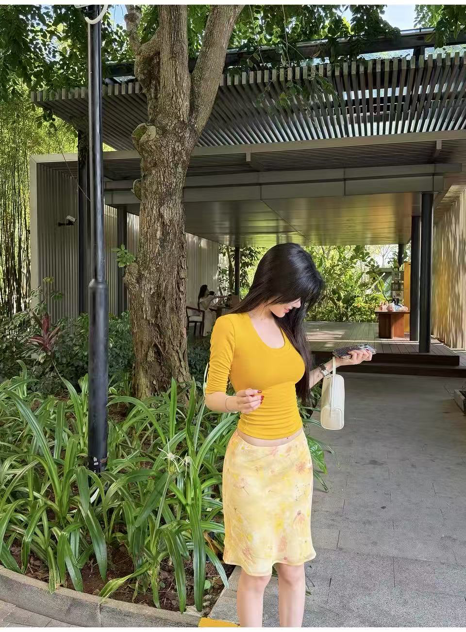 Women's Summer Knit Top and Skirt Set in Ginger Yellow or Purple