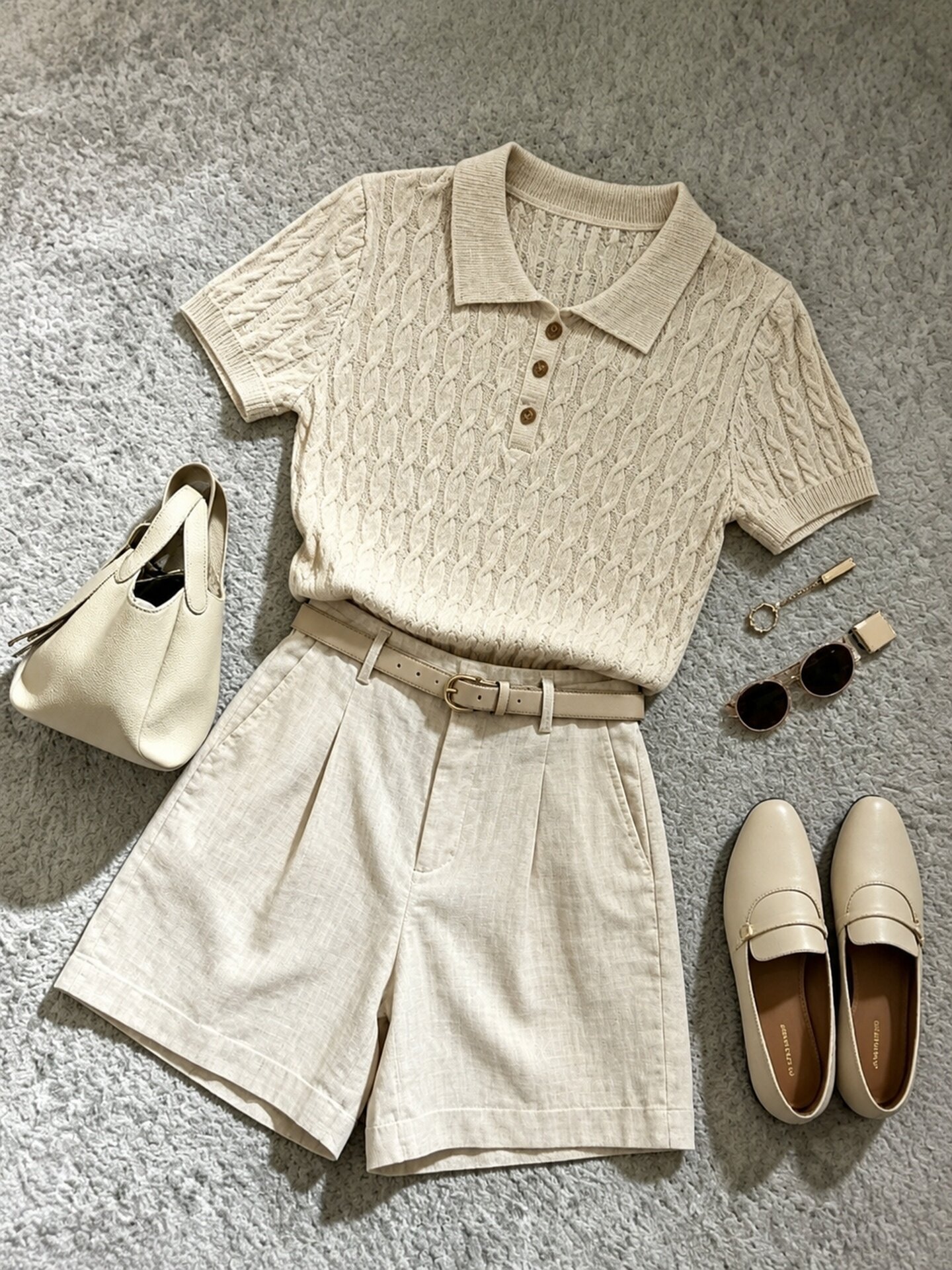 Apricot Polo Knit Short Sleeve T-Shirt for Women 2026 Summer Commute Basic Minimalist Top - Image 2