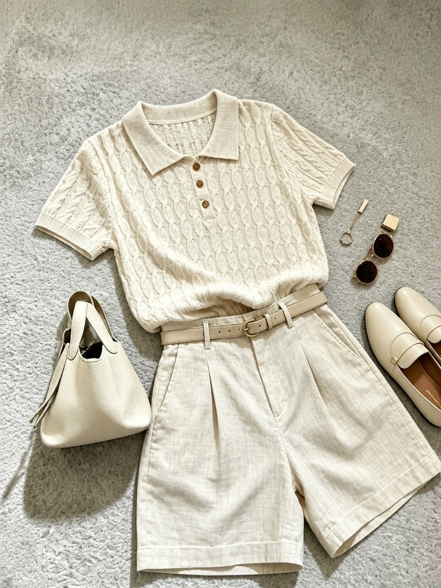 Apricot Polo Knit Short Sleeve T-Shirt for Women 2026 Summer Commute Basic Minimalist Top - Image 4
