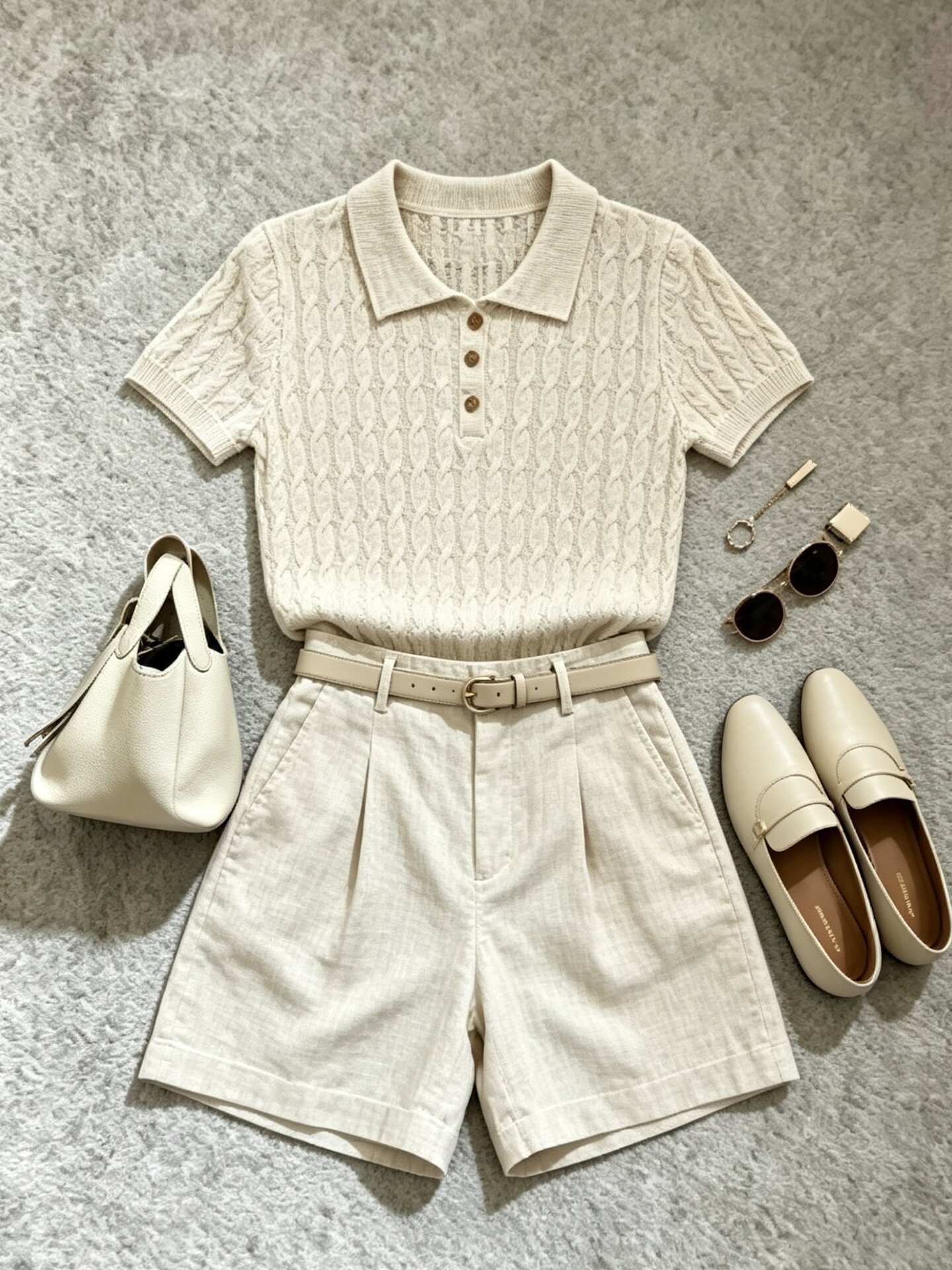 Apricot Polo Knit Short Sleeve T-Shirt for Women 2026 Summer Commute Basic Minimalist Top