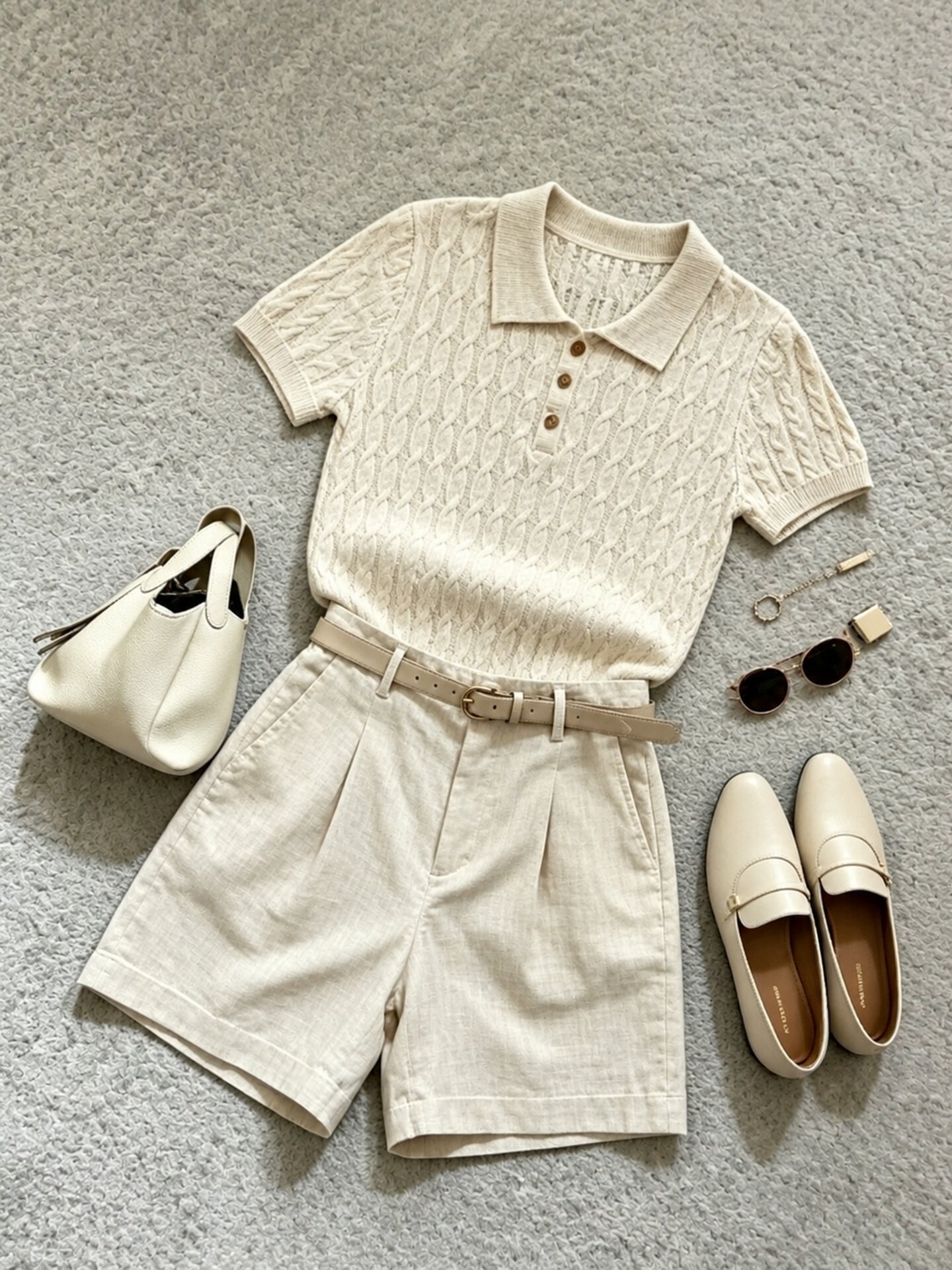 Apricot Polo Knit Short Sleeve T-Shirt for Women 2026 Summer Commute Basic Minimalist Top - Image 3