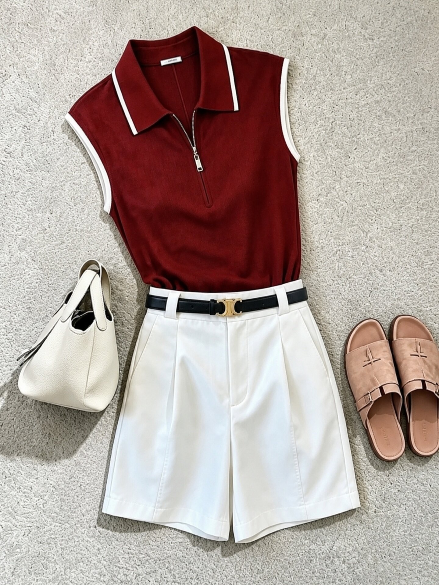 Wine Red Slim Fit Y-Zip Short Sleeve T-Shirt Women 2026 Summer Design Top - Image 2