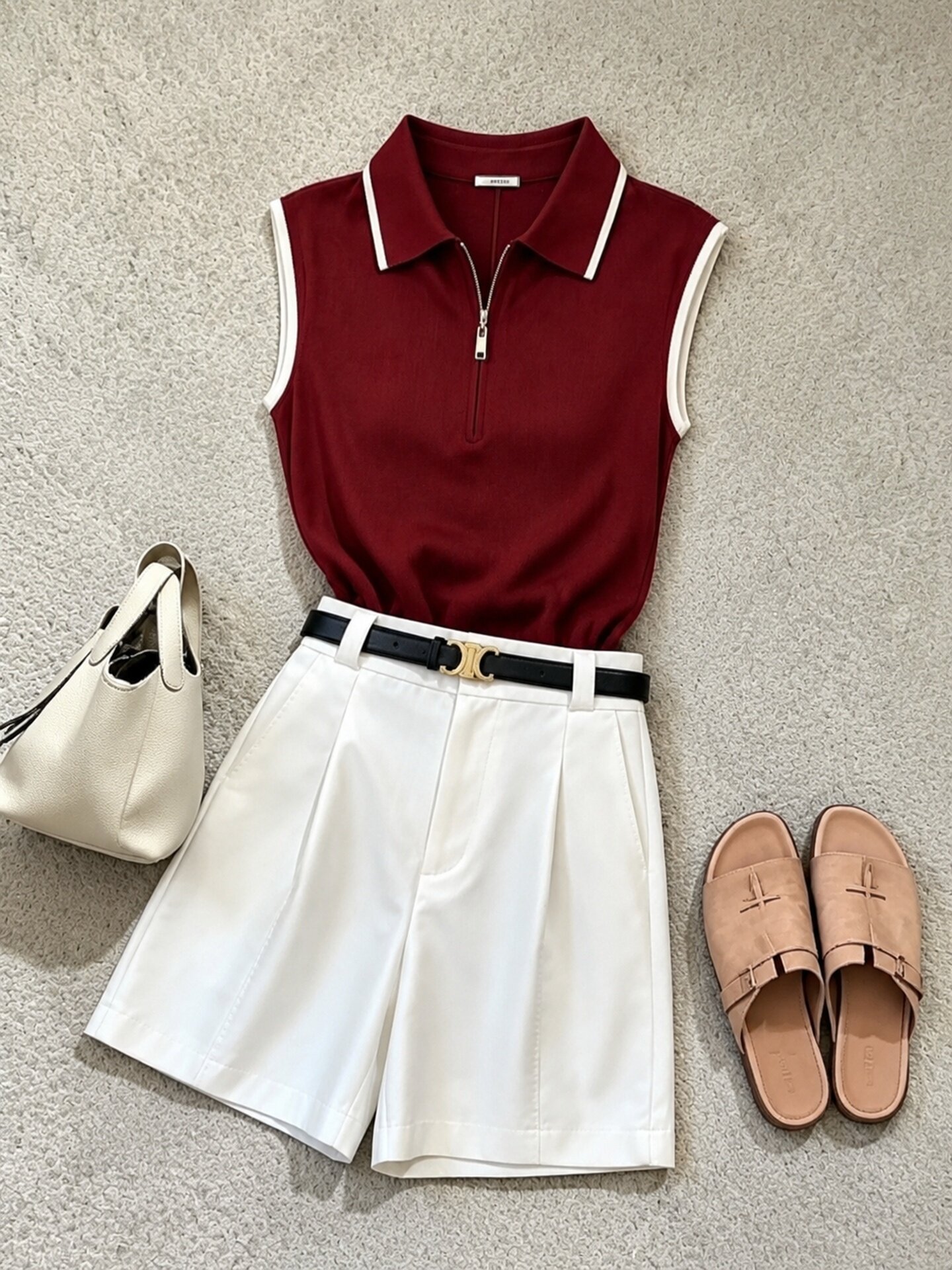 Wine Red Slim Fit Y-Zip Short Sleeve T-Shirt Women 2026 Summer Design Top - Image 4