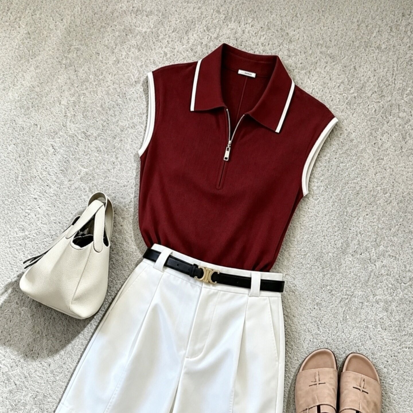 Wine Red Slim Fit Y-Zip Short Sleeve T-Shirt Women 2026 Summer Design Top - Image 5