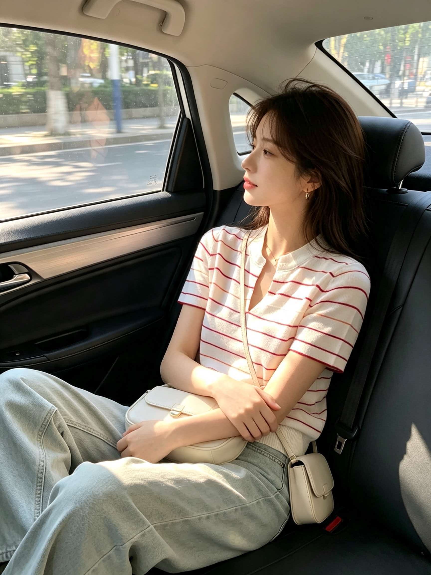 Pink Striped Knit Ice Silk Short Sleeve T-Shirt for Women 2026 Summer Korean Style Top