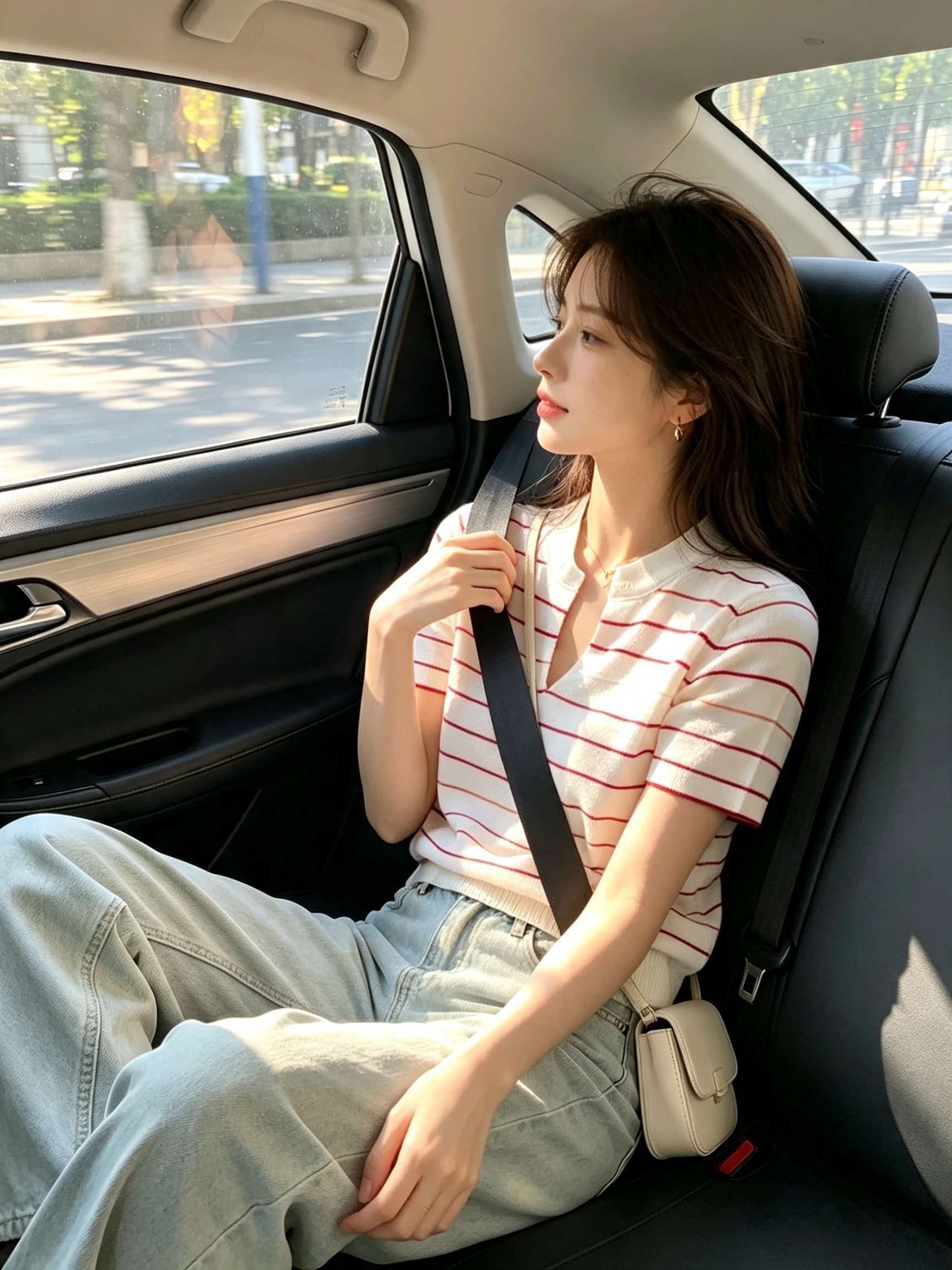 Pink Striped Knit Ice Silk Short Sleeve T-Shirt for Women 2026 Summer Korean Style Top - Image 3