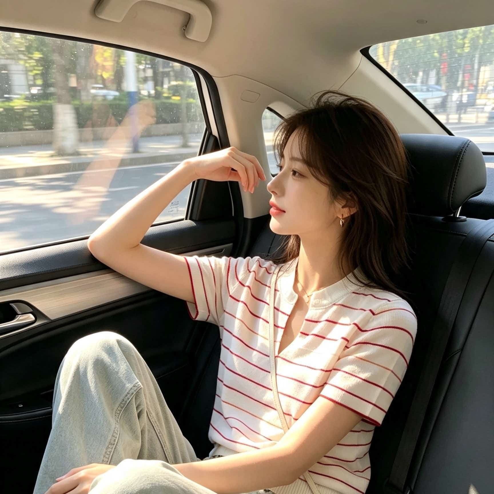 Pink Striped Knit Ice Silk Short Sleeve T-Shirt for Women 2026 Summer Korean Style Top - Image 5