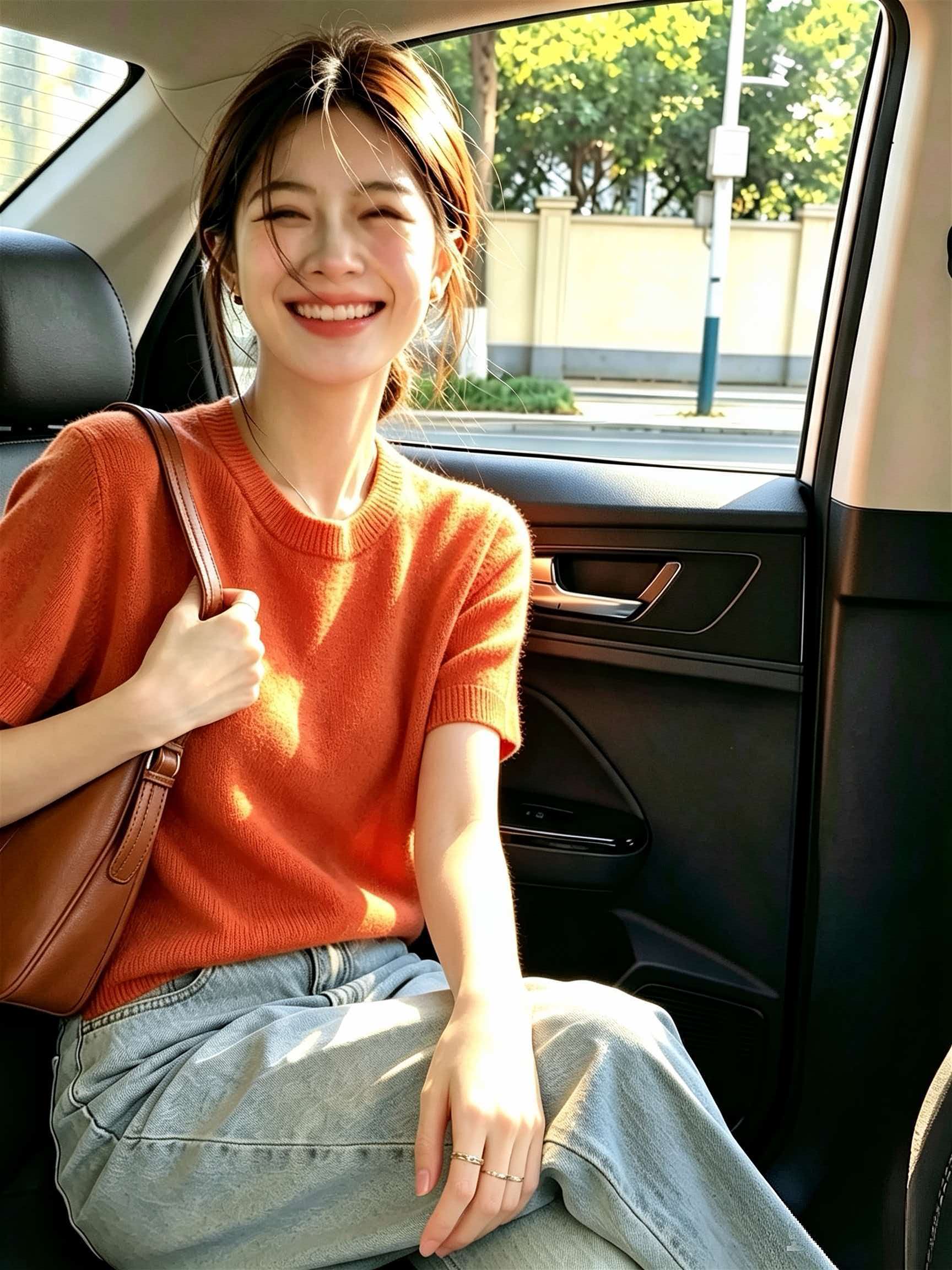 Orange Short Sleeve Round Neck Pullover T-Shirt Casual Minimalist Design Top 2026 Summer - Image 2