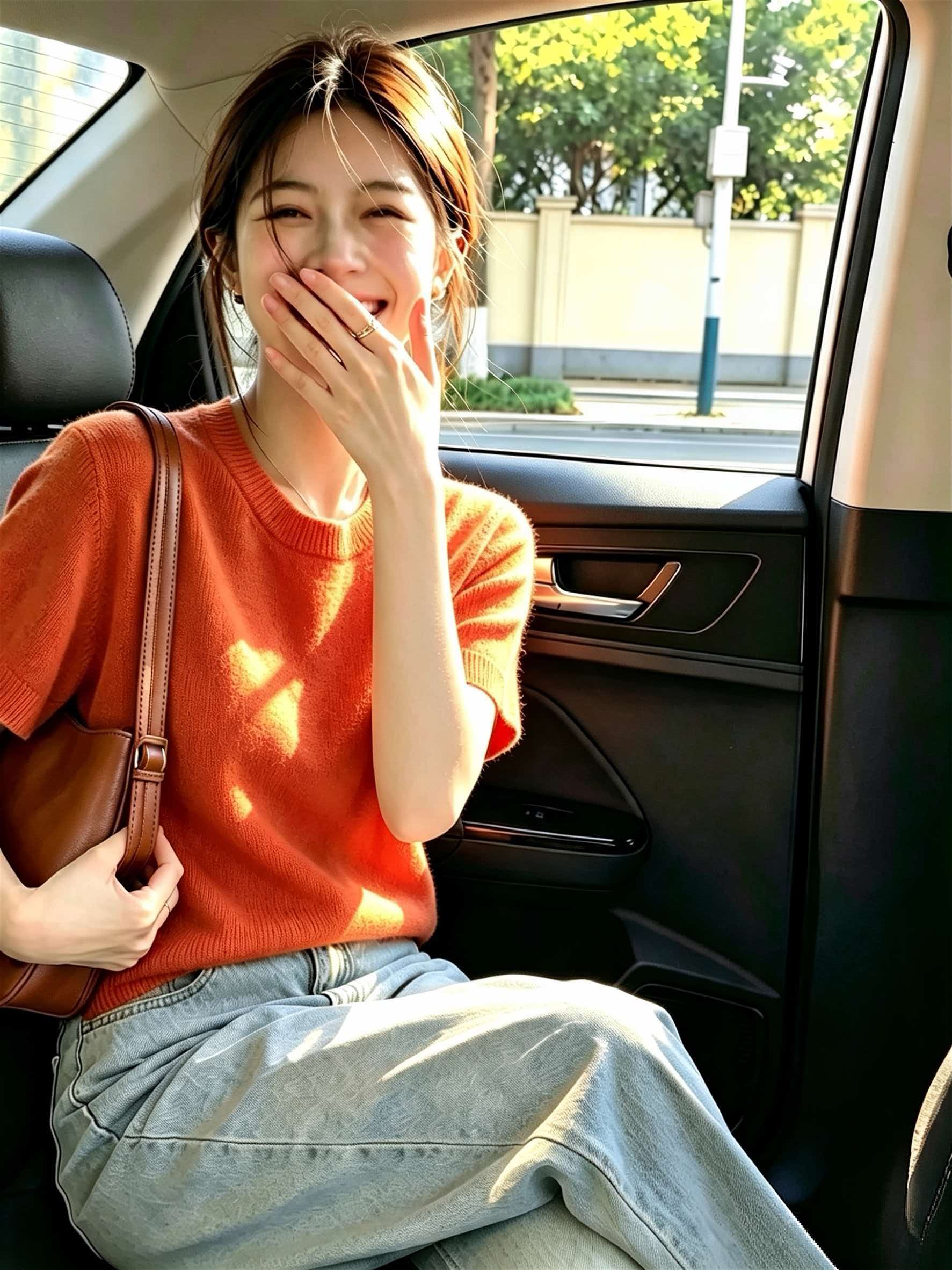 Orange Short Sleeve Round Neck Pullover T-Shirt Casual Minimalist Design Top 2026 Summer