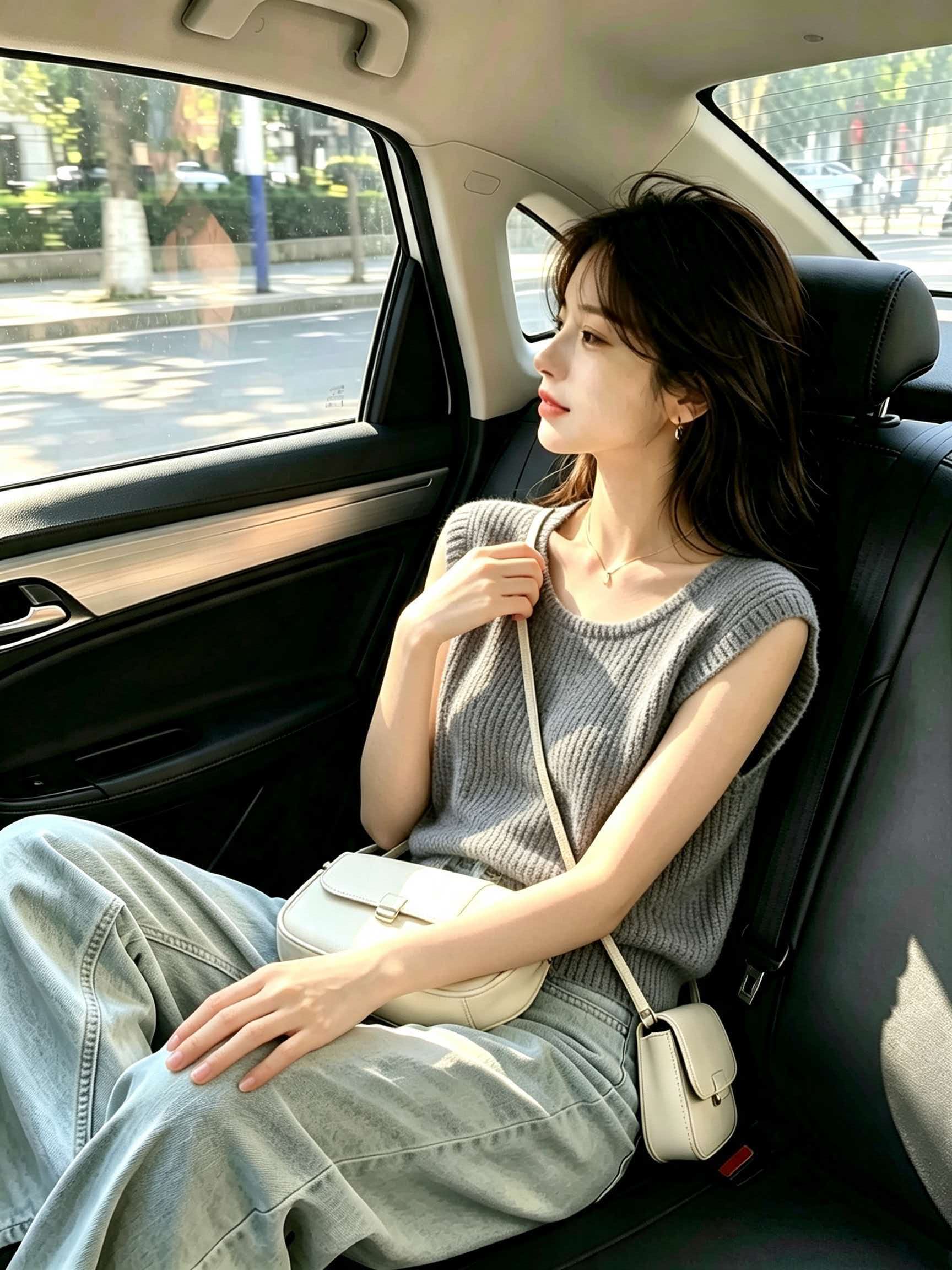 Gray U-Neck Ice Silk Short Sleeve Knit Top for Women Summer Petite - Image 3