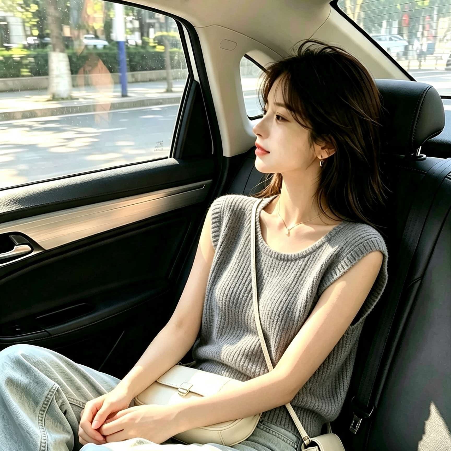 Gray U-Neck Ice Silk Short Sleeve Knit Top for Women Summer Petite - Image 5