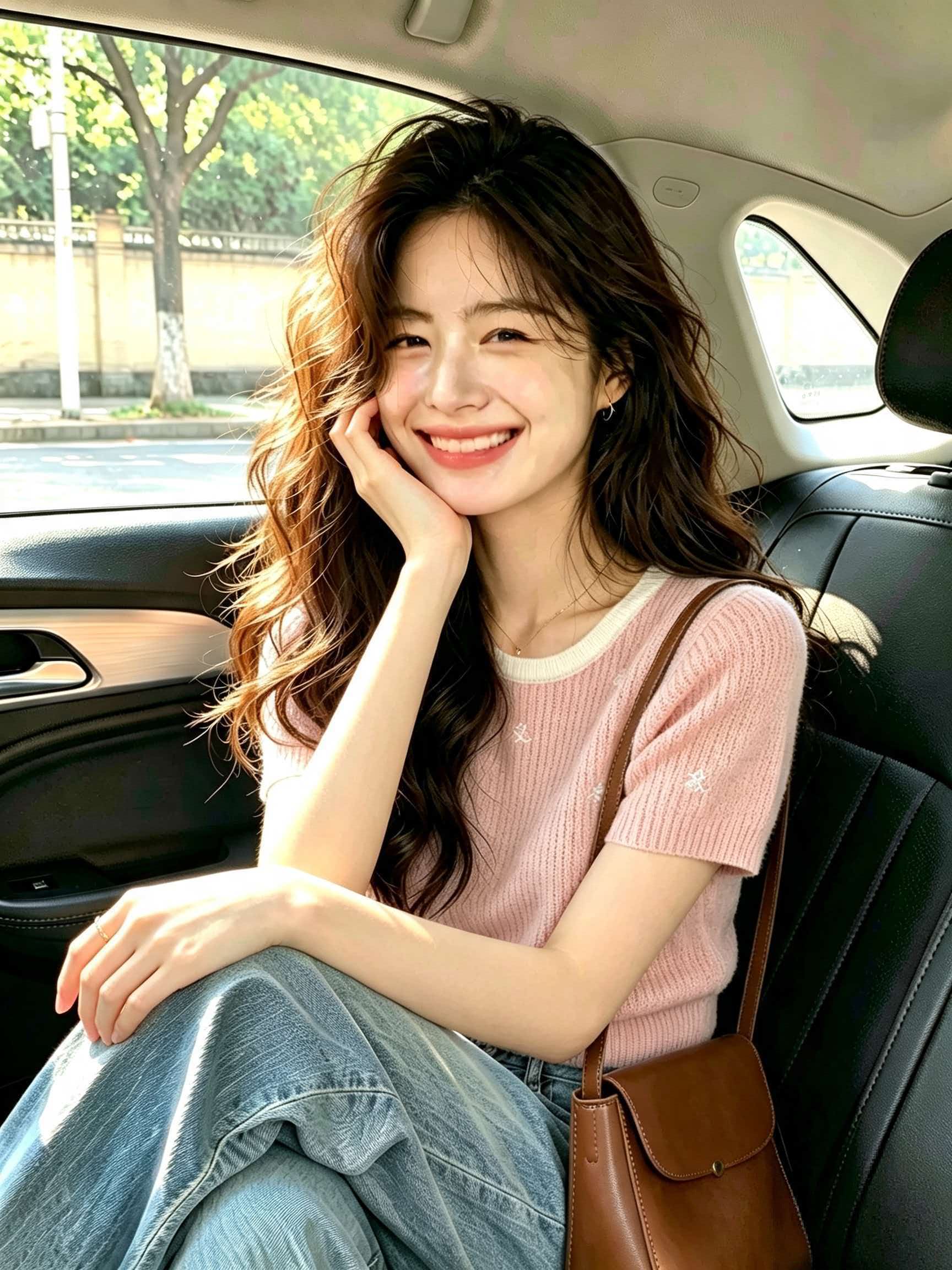 2026 Summer Pink Knit Short Sleeve Women T-Shirt Cute Dopamine Top - Image 2