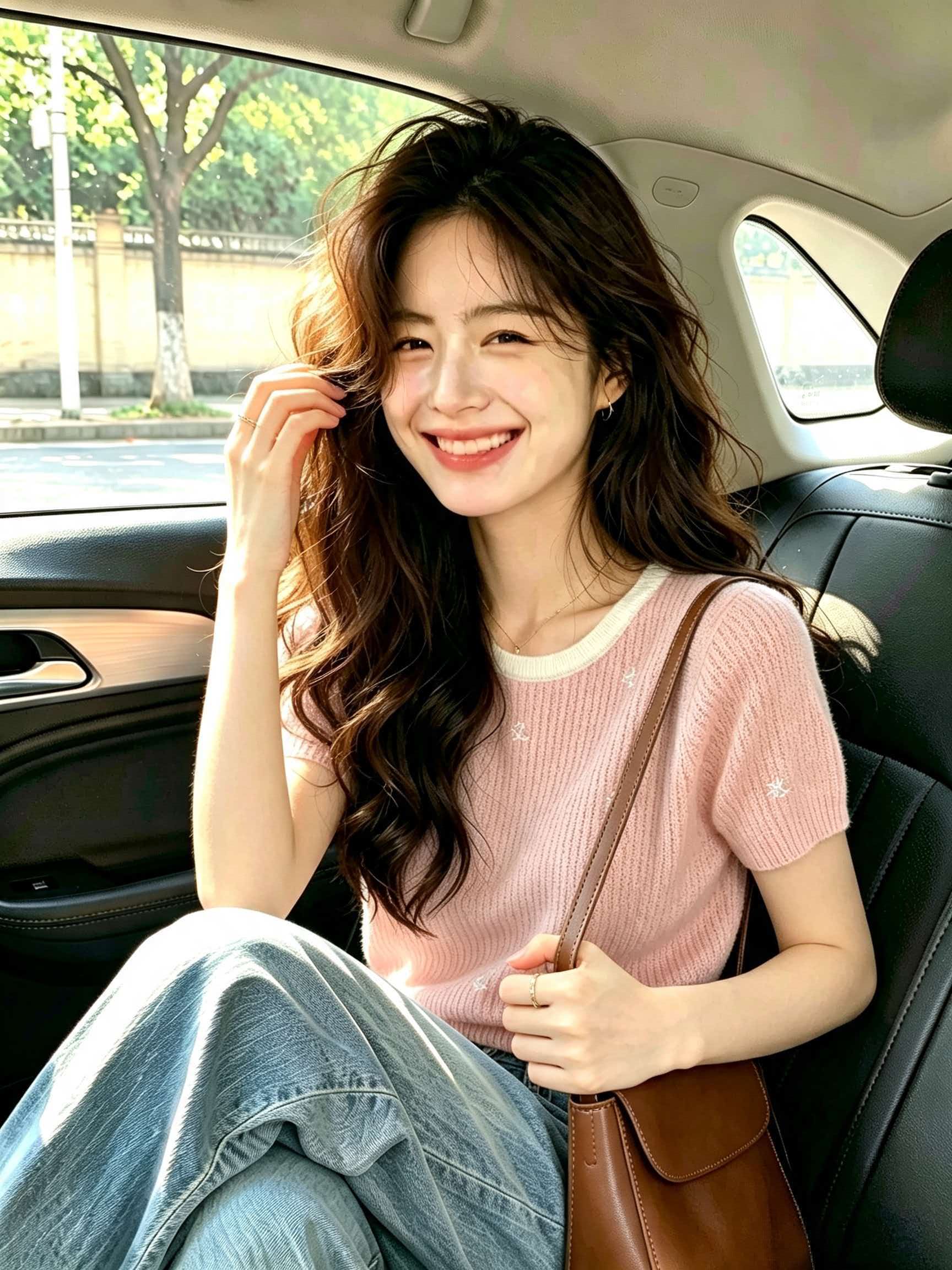 2026 Summer Pink Knit Short Sleeve Women T-Shirt Cute Dopamine Top - Image 4