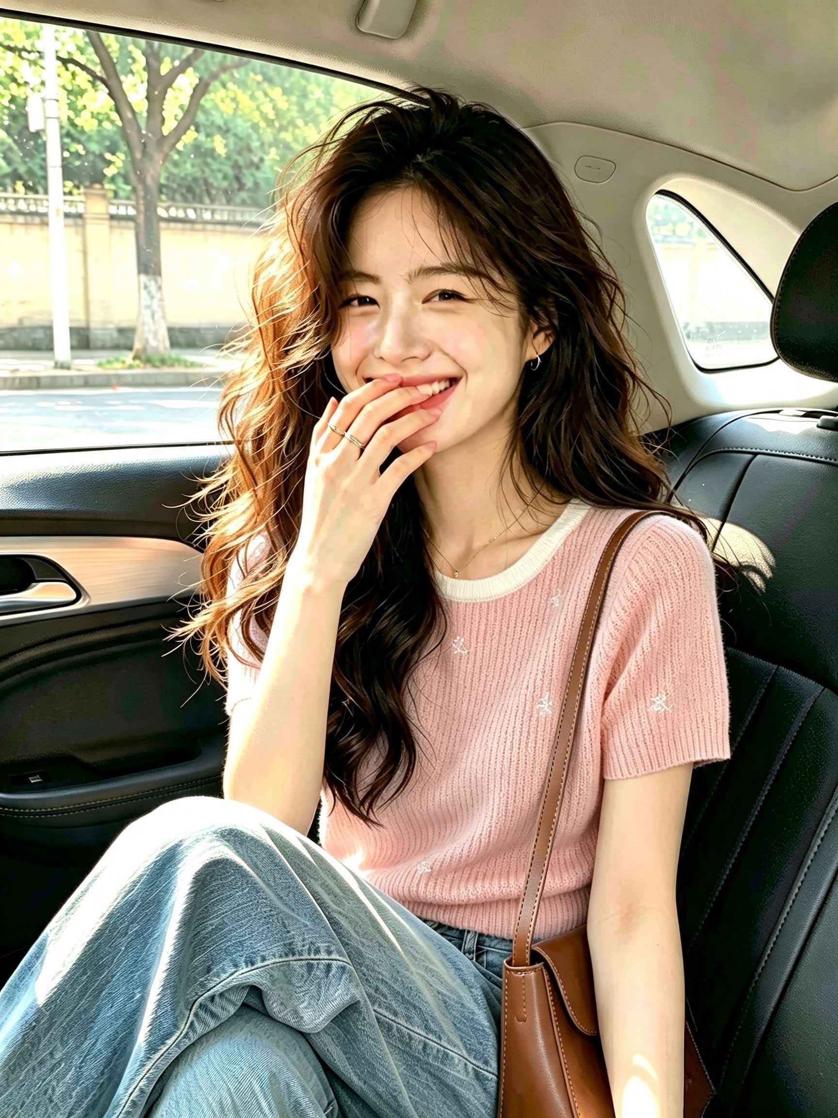 2026 Summer Pink Knit Short Sleeve Women T-Shirt Cute Dopamine Top