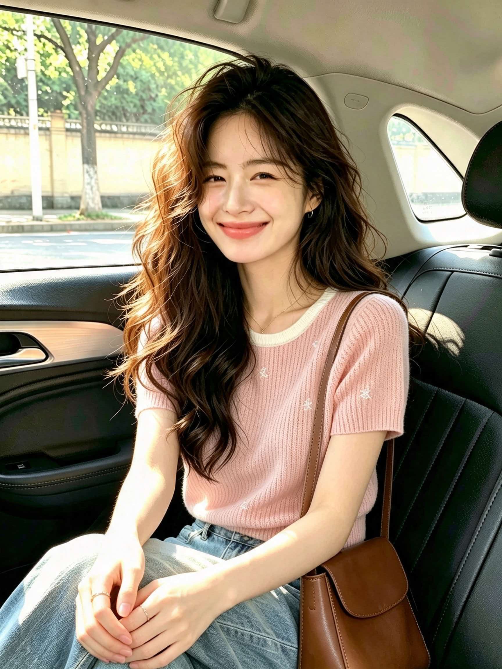 2026 Summer Pink Knit Short Sleeve Women T-Shirt Cute Dopamine Top - Image 3