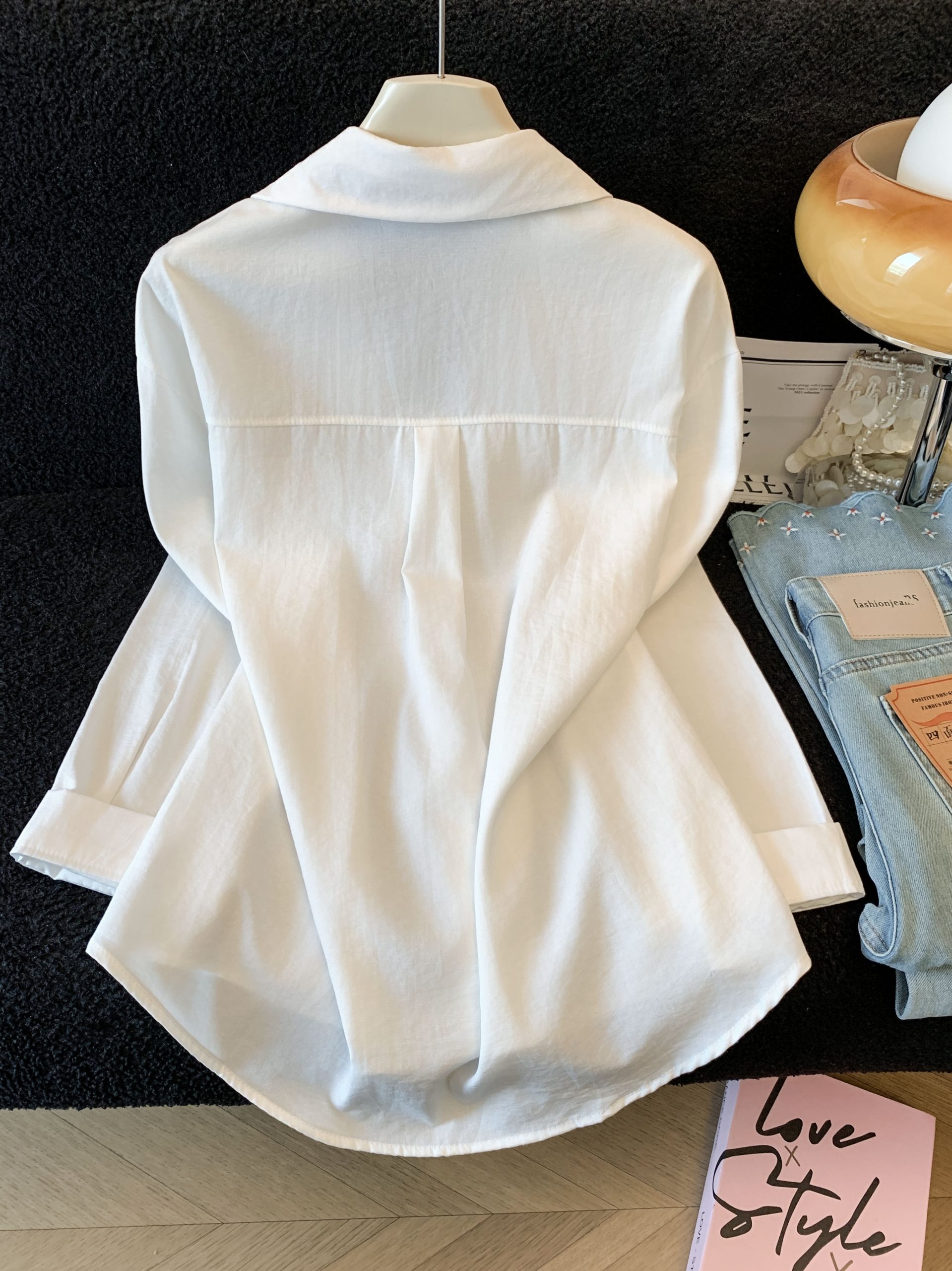 French Retro Silk Scarf Loose V-Neck Shirt Women Chic Long Sleeve Top - Image 3