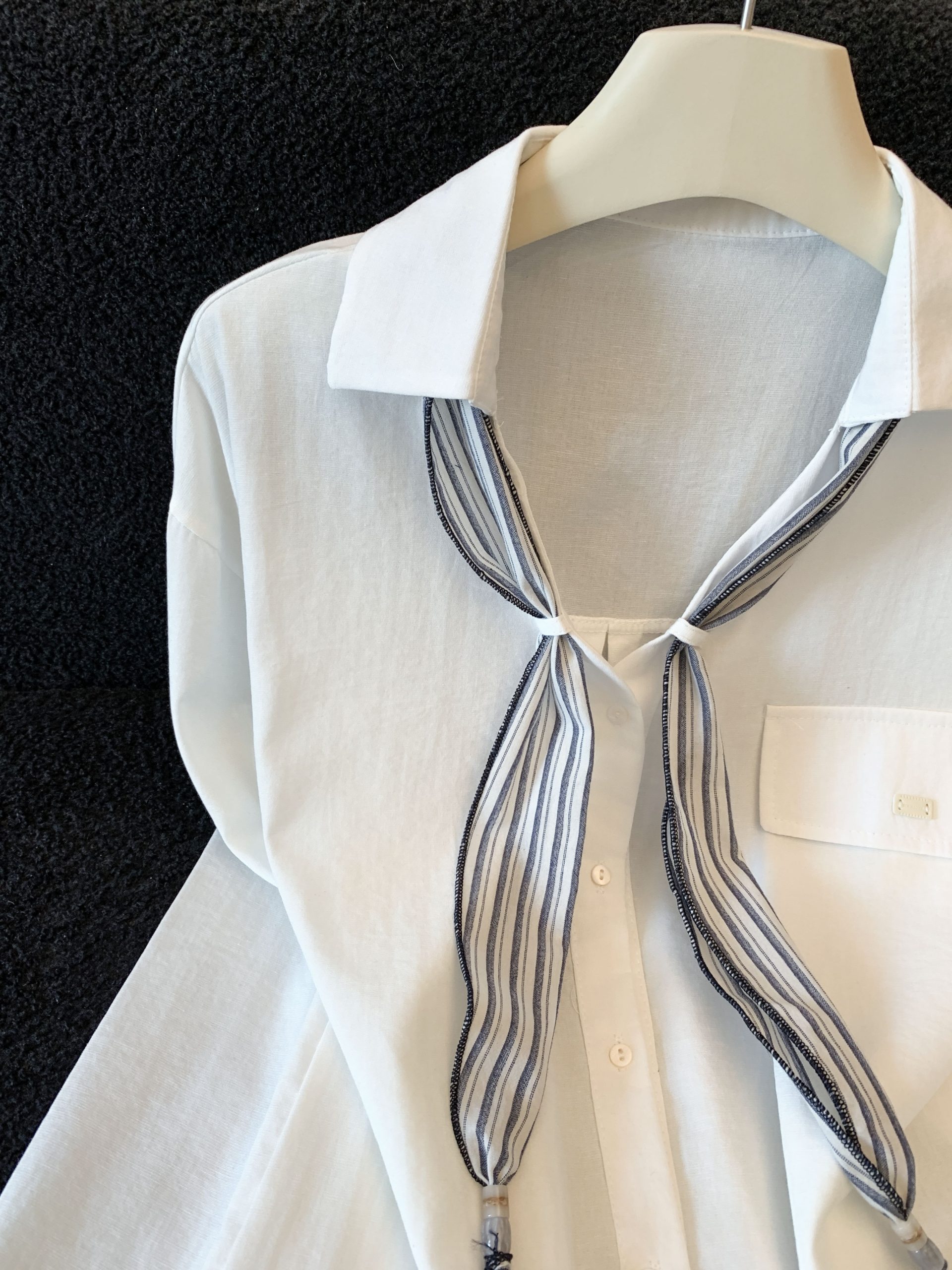 French Retro Silk Scarf Loose V-Neck Shirt Women Chic Long Sleeve Top - Image 4