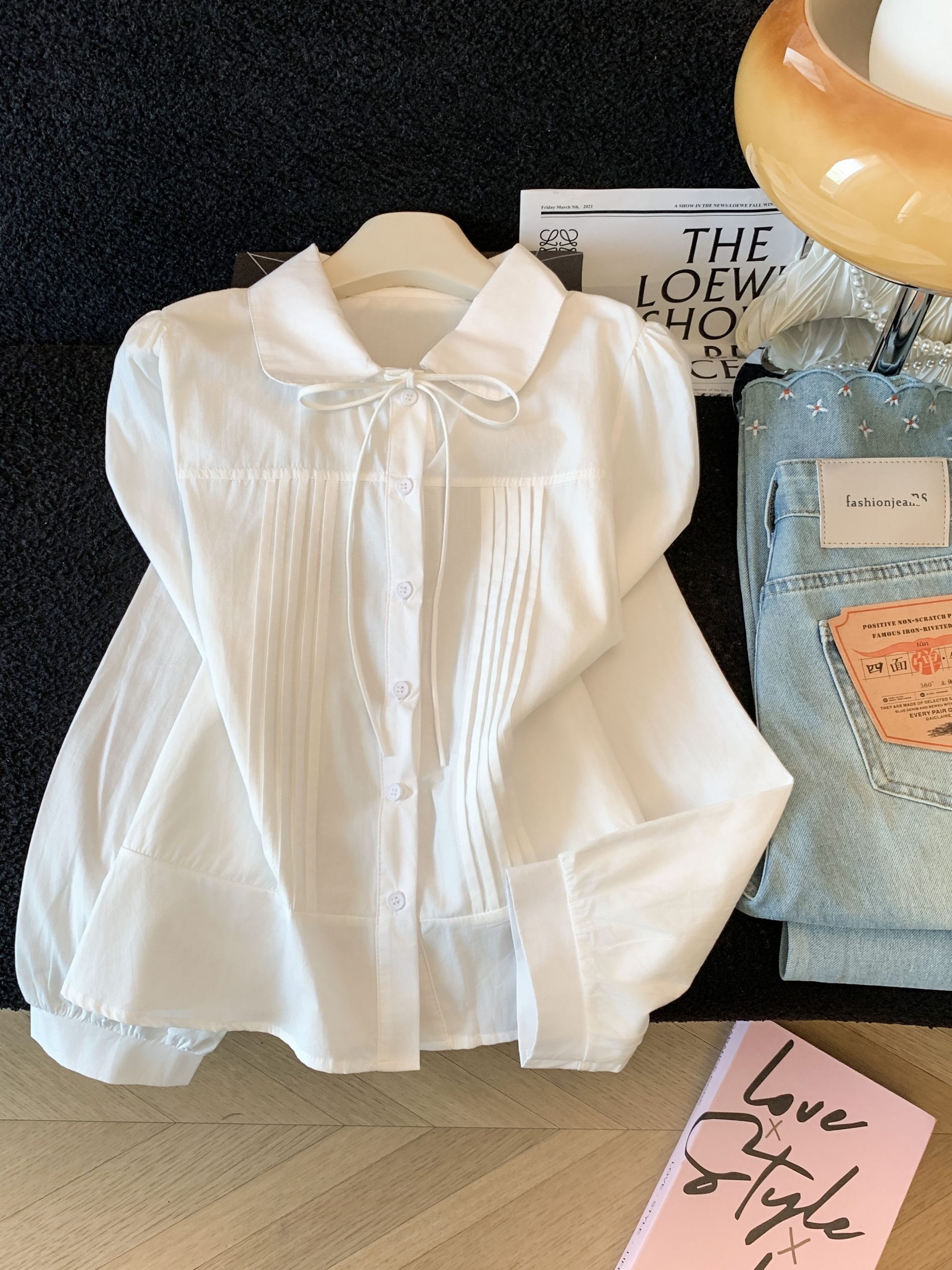 2026 Early Autumn French Sweet Women Shirt Long Sleeve Loose Doll Collar - Image 4