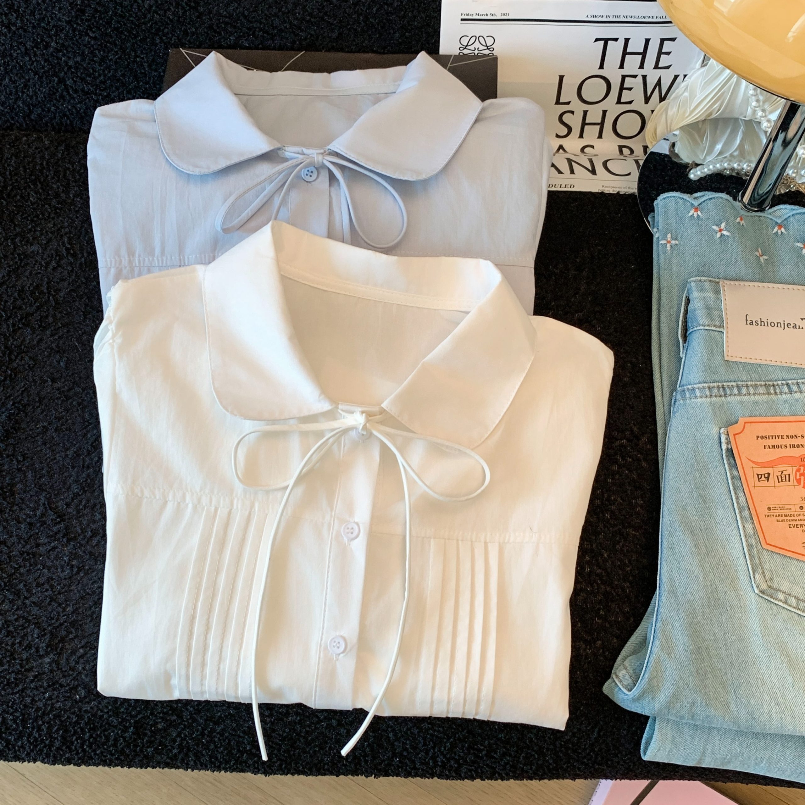 2026 Early Autumn French Sweet Women Shirt Long Sleeve Loose Doll Collar - Image 5